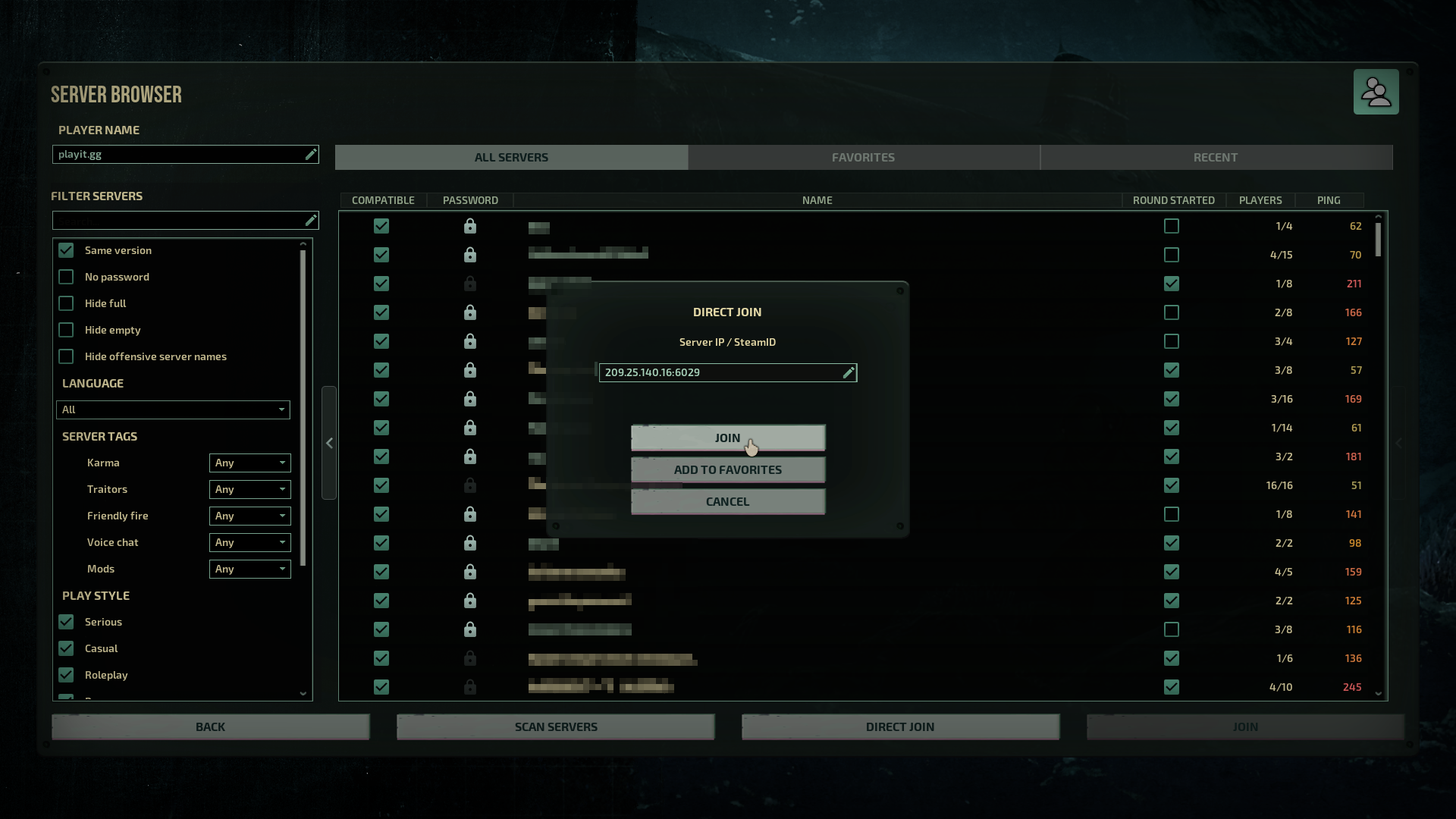 Barotrauma Server Direct Join Dialogue