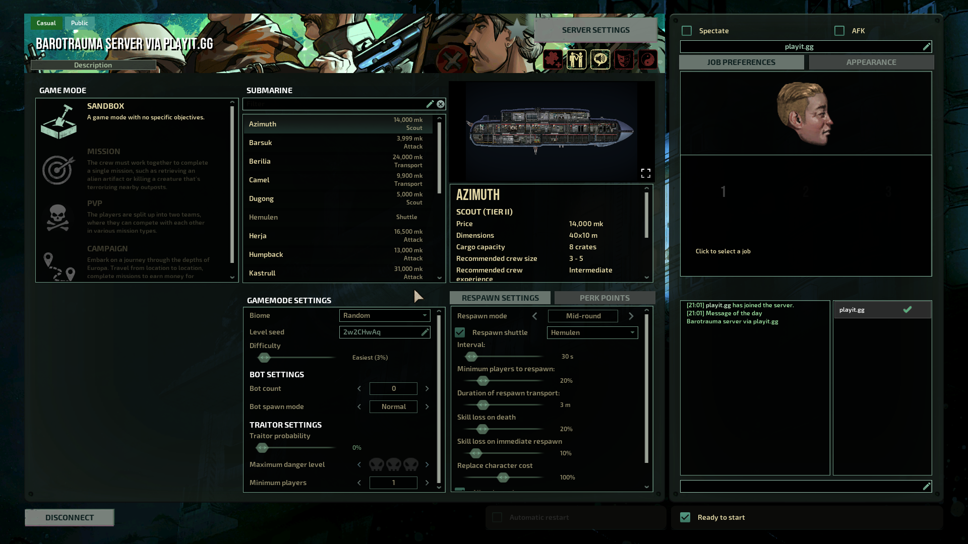 Barotrauma Game Lobby No Permissions