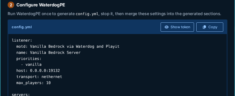 WaterdogPE config.yml settings in Configuration help