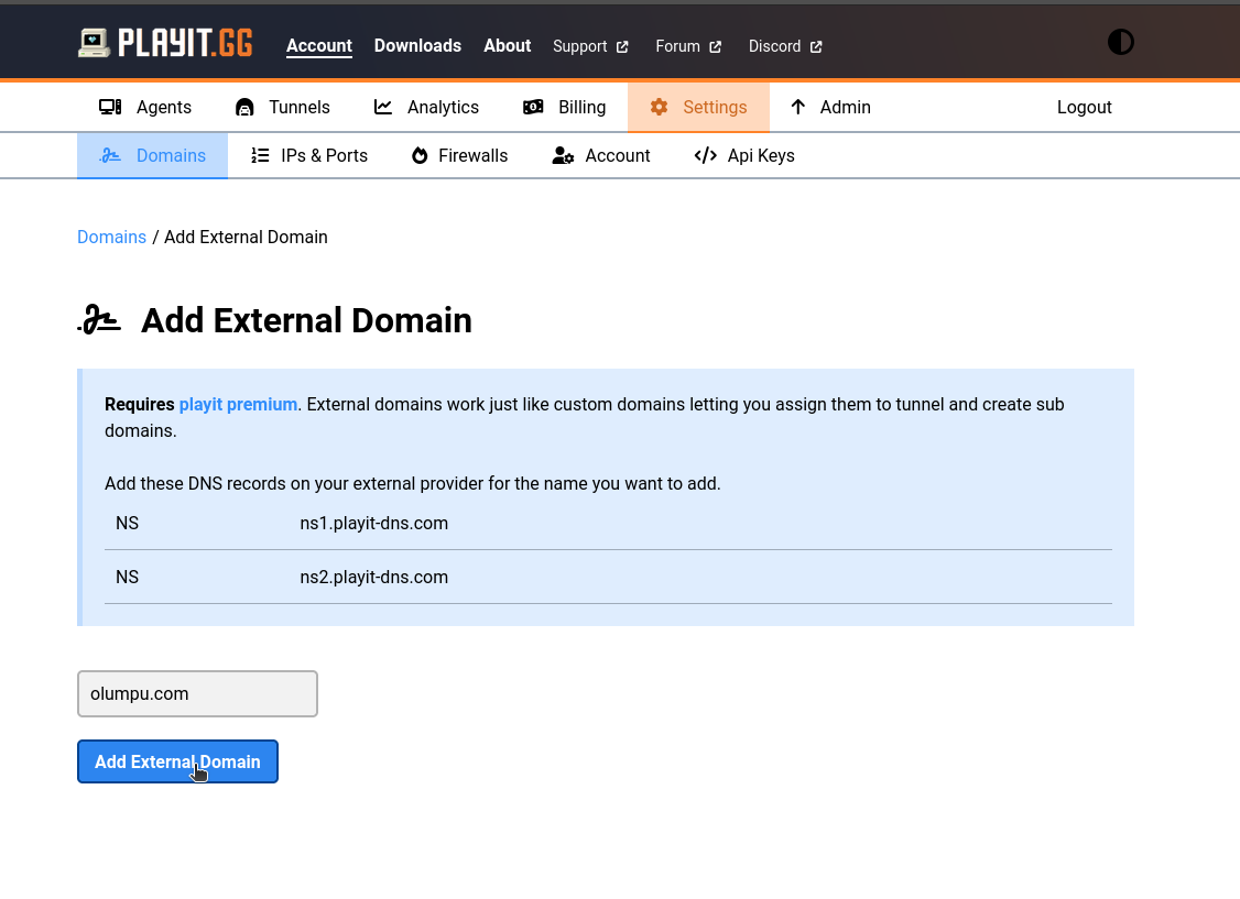 playit add external domain