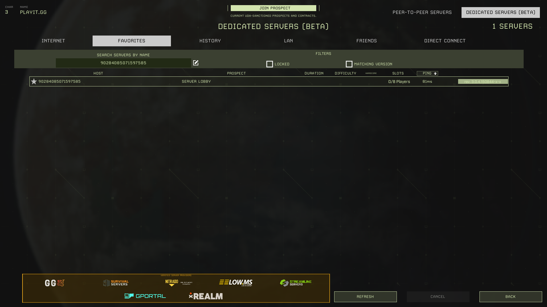 Icarus "Favorites" Menu