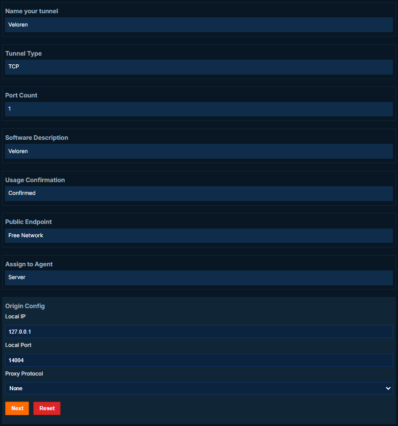 Veloren Tunnel Configuration