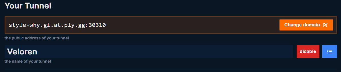 Veloren Tunnel Information