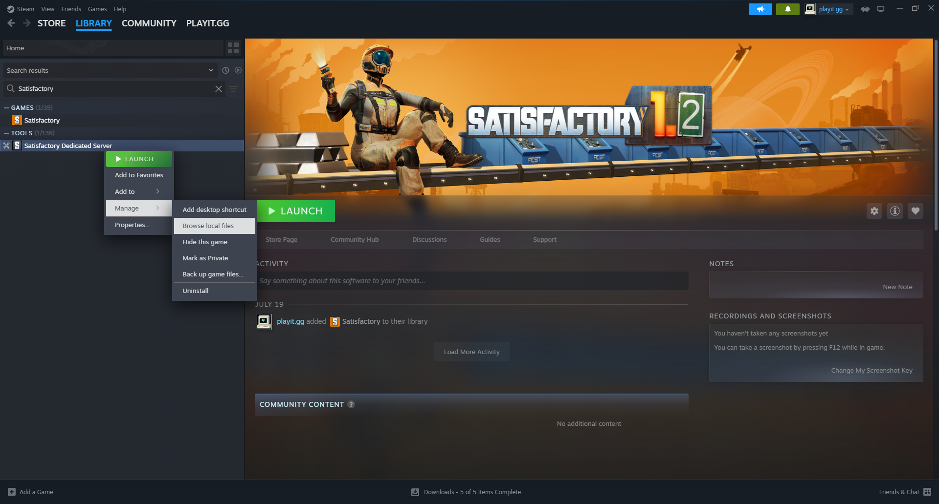 Satisfactory Server Files