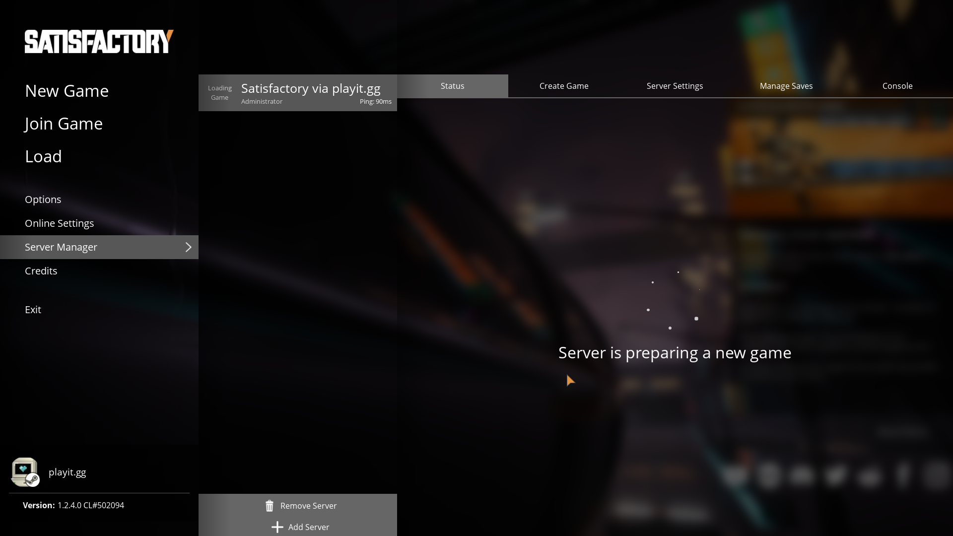 Satisfactory Server, Preparing New Game