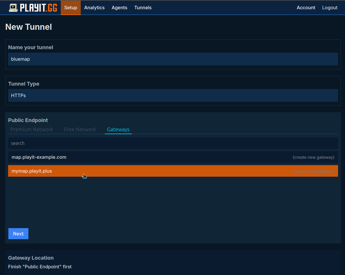 Select domain for https tunnel