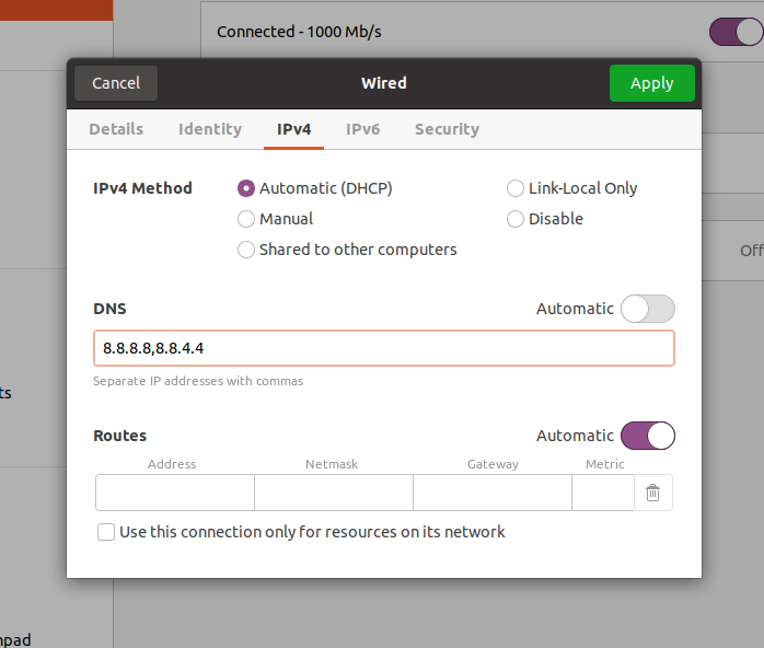 ubuntu dns settings